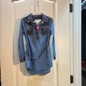 Stylish Kids Button Down Shirt in Blue and Black also can be worn as a dress